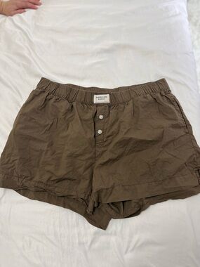 American Eagle Outfitters Olive Brown High-Waist Lounge Shorts